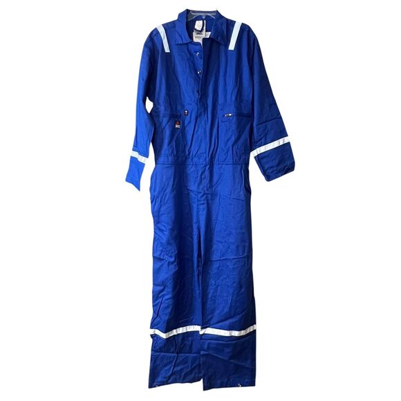 Wenaas Flame Resistant Coveralls Mens 48 Blue Reflective NFPA 2112 HRC 2 FRC-X - Picture 2 of 13